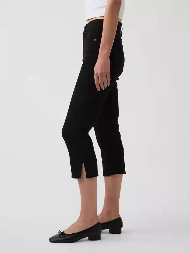 Cropped-Capri-Jeans mit hoher Leibhöhe