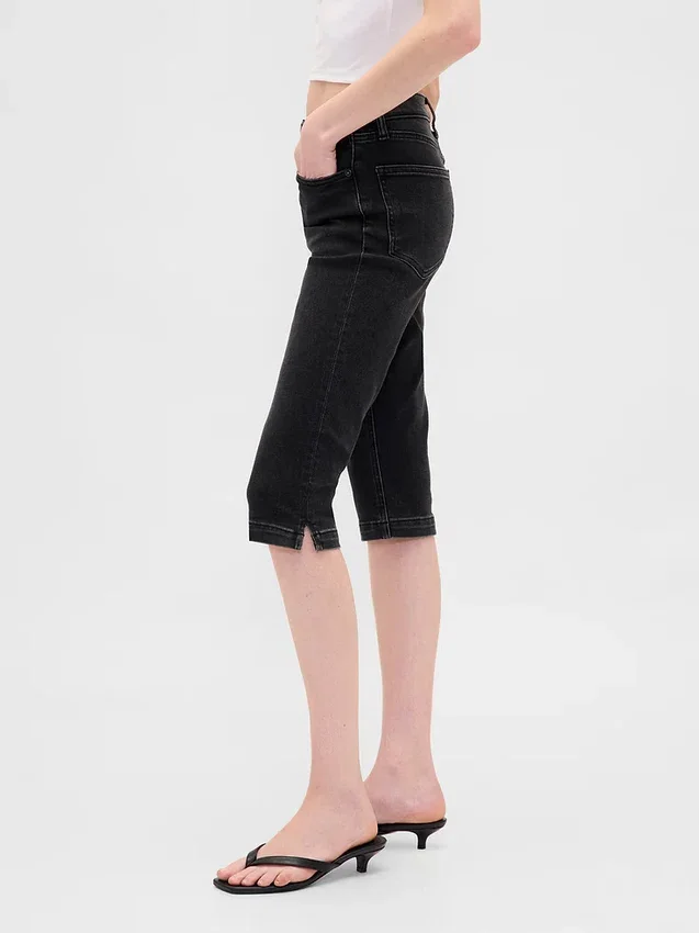 Cropped-Capri-Jeans mit hoher Leibhöhe