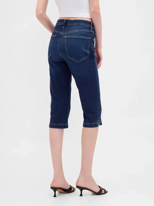 Cropped-Capri-Jeans mit hoher Leibhöhe