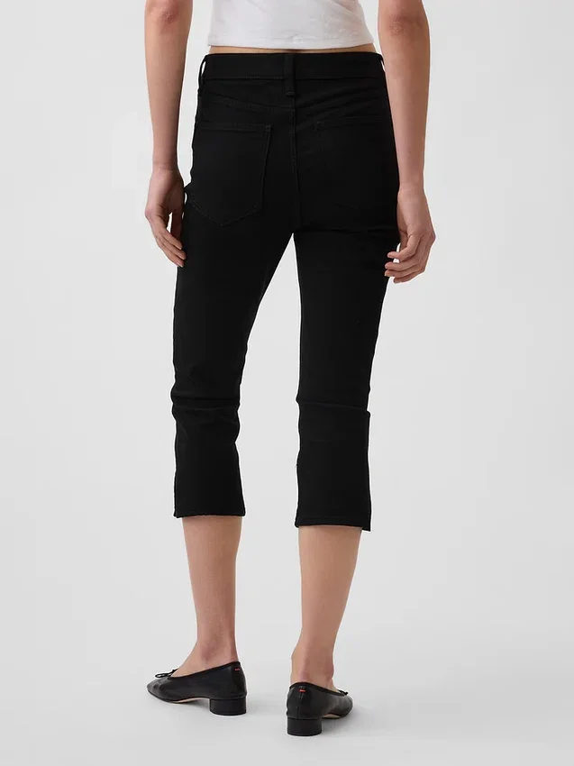 Cropped-Capri-Jeans mit hoher Leibhöhe