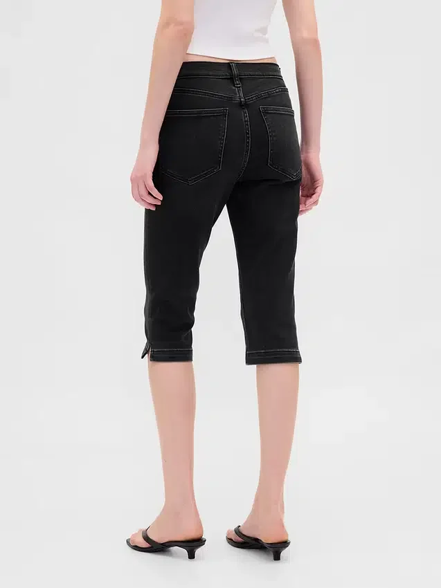 Cropped-Capri-Jeans mit hoher Leibhöhe