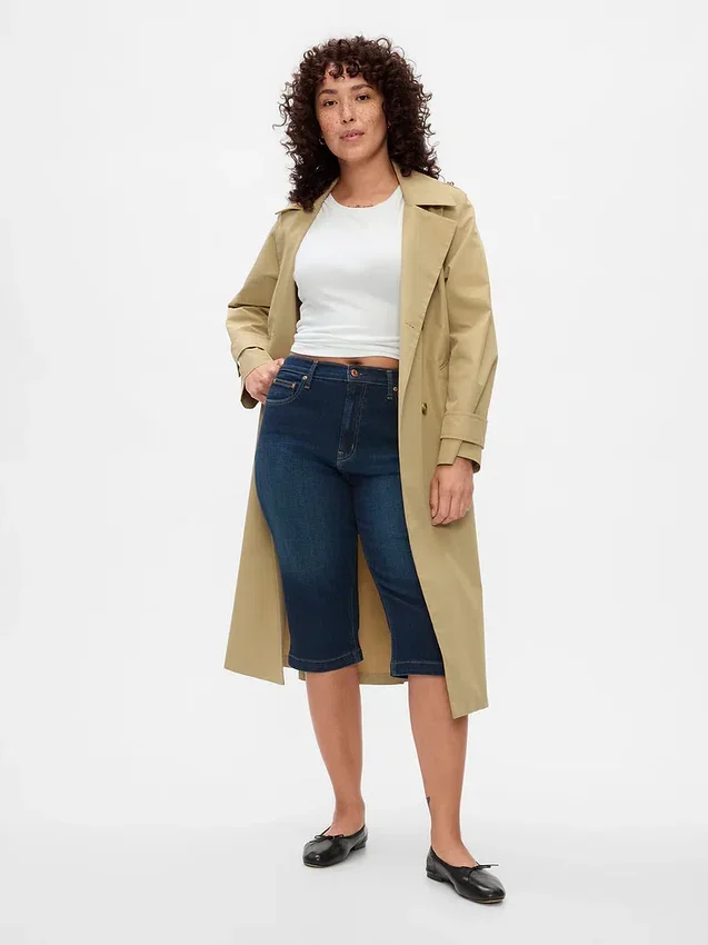Cropped-Capri-Jeans mit hoher Leibhöhe