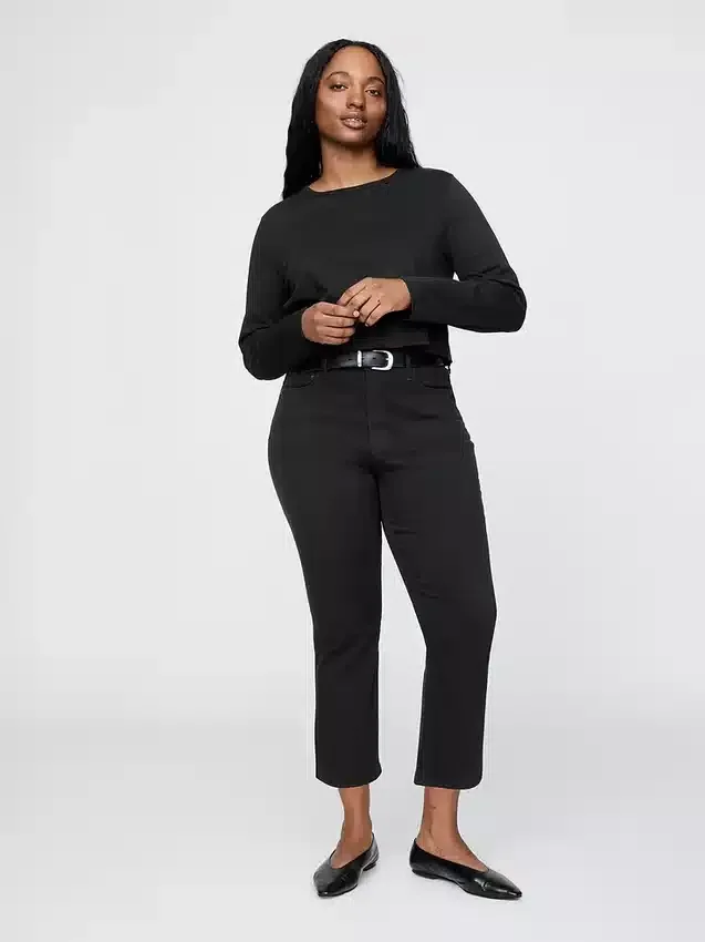 Cropped-Capri-Jeans mit hoher Leibhöhe