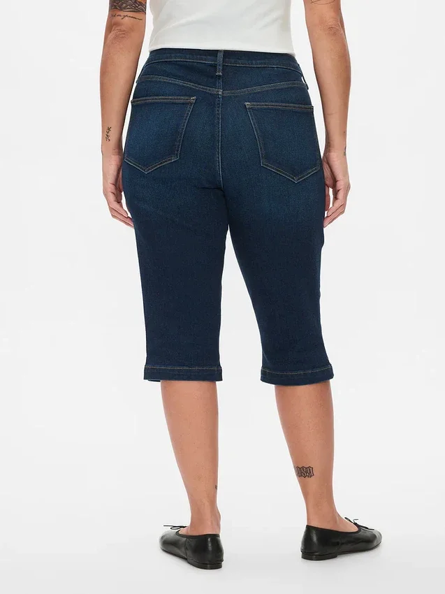 Cropped-Capri-Jeans mit hoher Leibhöhe