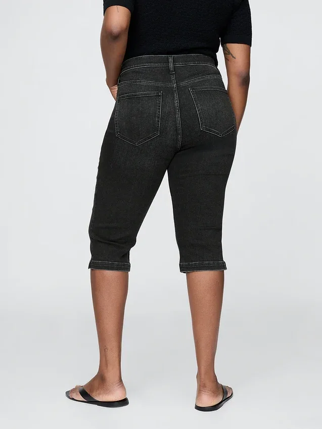 Cropped-Capri-Jeans mit hoher Leibhöhe