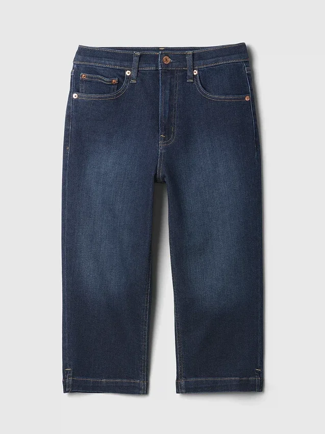 Cropped-Capri-Jeans mit hoher Leibhöhe