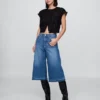 Culotte-Jeans mit hoher Leibhöhe
