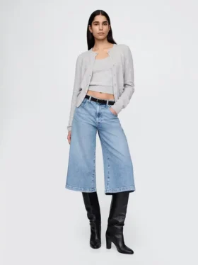 Culotte-Jeans mit hoher Leibhöhe