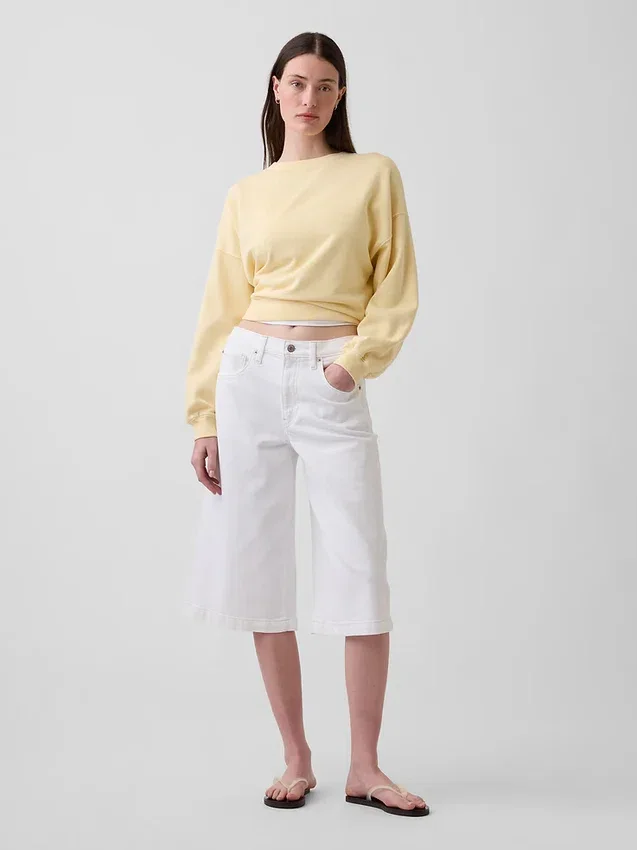 Culotte-Jeans mit hoher Leibhöhe