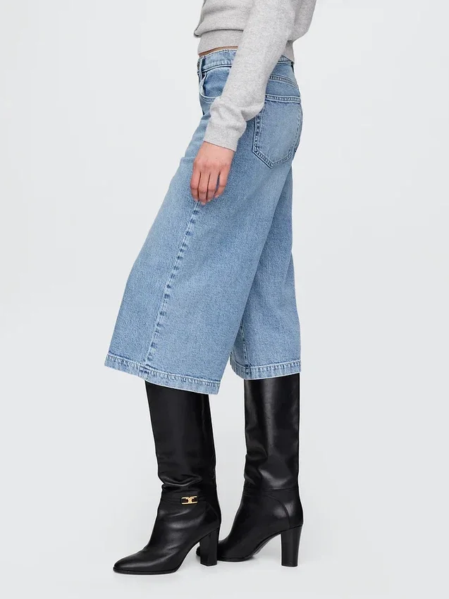 Culotte-Jeans mit hoher Leibhöhe