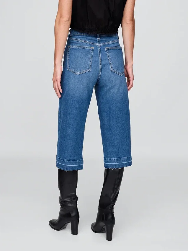 Culotte-Jeans mit hoher Leibhöhe