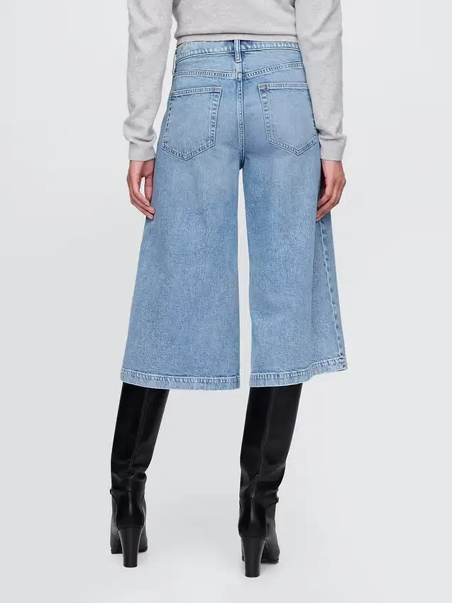 Culotte-Jeans mit hoher Leibhöhe