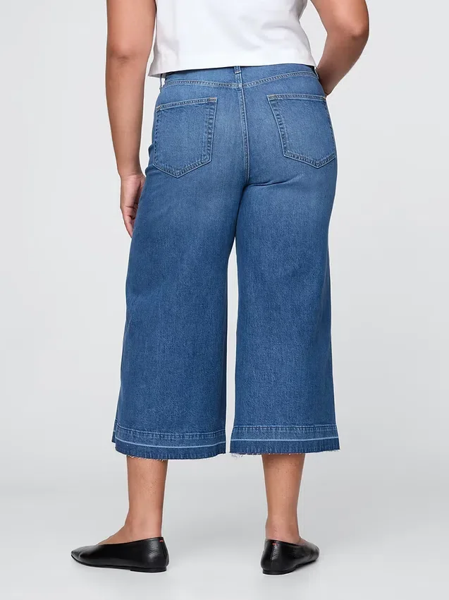 Culotte-Jeans mit hoher Leibhöhe