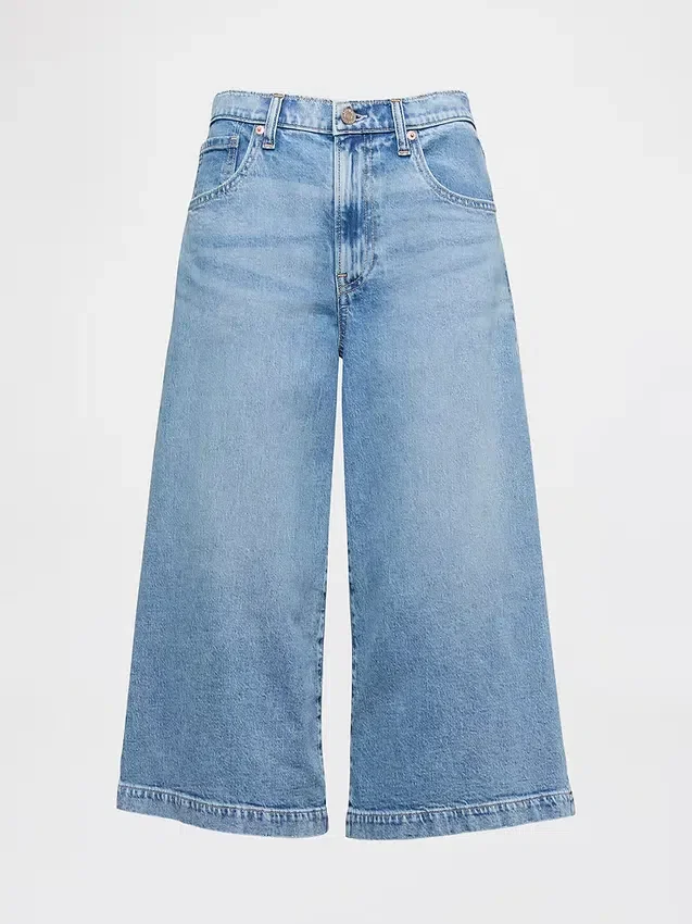 Culotte-Jeans mit hoher Leibhöhe