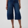 Culotte-Jeans mit hoher Leibhöhe und Gürtel