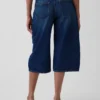 Culotte-Jeans mit hoher Leibhöhe und Gürtel