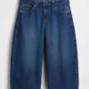Culotte-Jeans mit hoher Leibhöhe und Gürtel