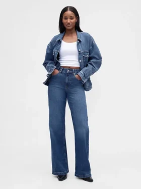 Curvy High Rise Stride Jeans mit weitem Bein