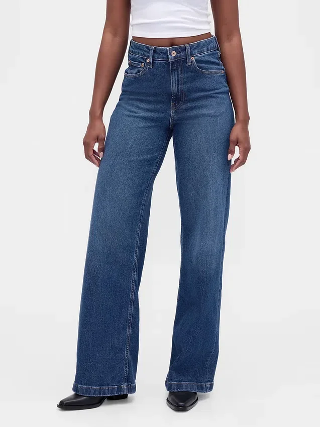 Curvy High Rise Stride Jeans mit weitem Bein