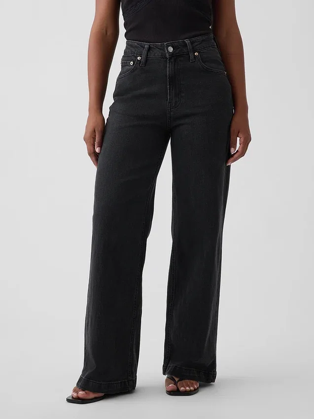 Curvy High Rise Stride Jeans mit weitem Bein