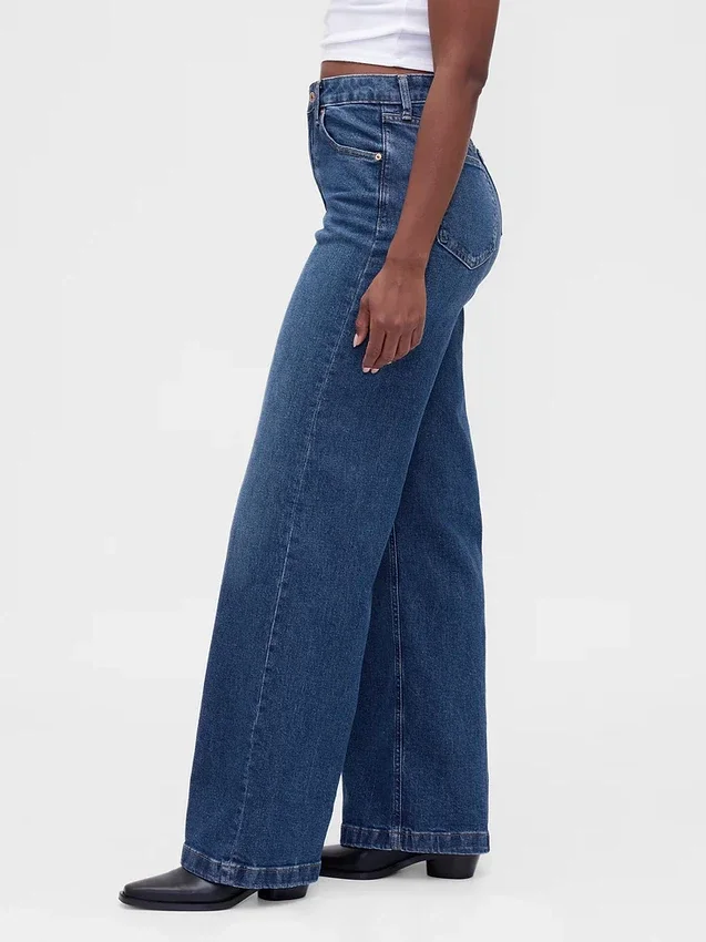 Curvy High Rise Stride Jeans mit weitem Bein
