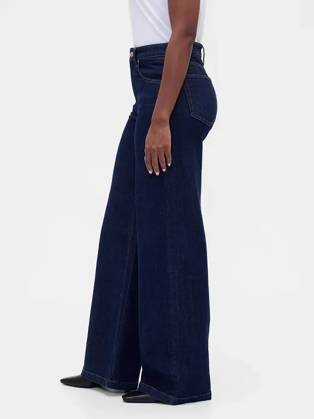 Curvy High Rise Stride Jeans mit weitem Bein