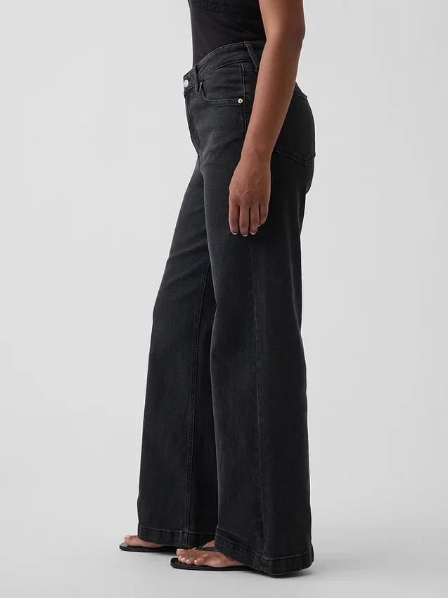 Curvy High Rise Stride Jeans mit weitem Bein