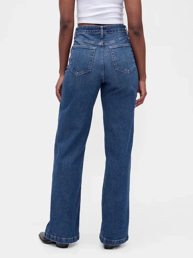 Curvy High Rise Stride Jeans mit weitem Bein