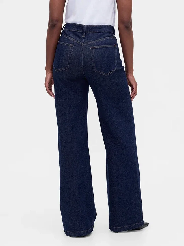 Curvy High Rise Stride Jeans mit weitem Bein