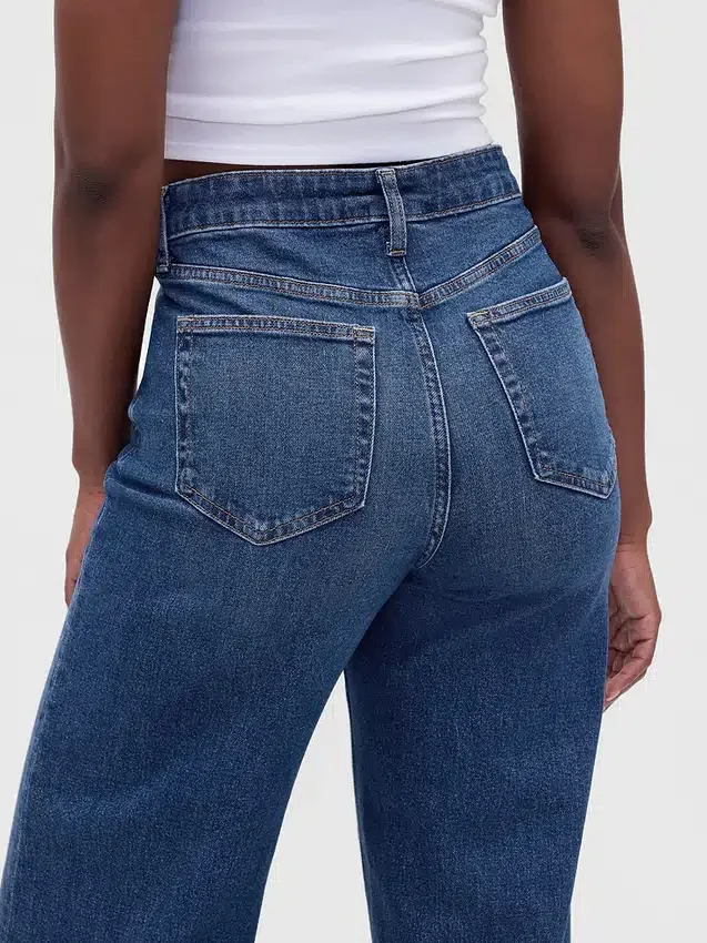 Curvy High Rise Stride Jeans mit weitem Bein