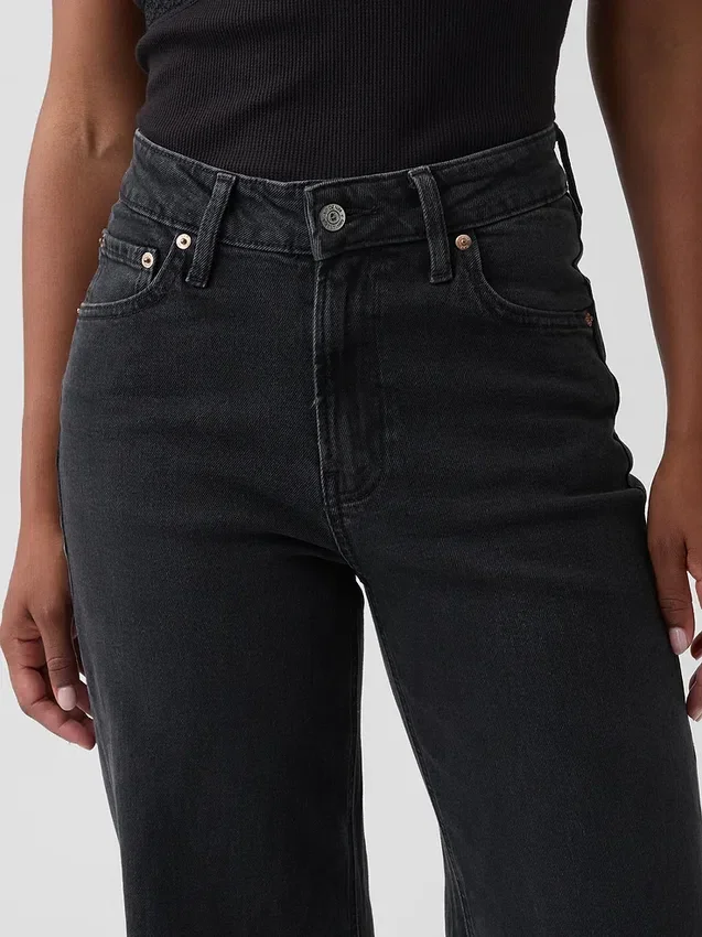 Curvy High Rise Stride Jeans mit weitem Bein