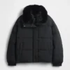 Daunenjacke mit Kunstfellbesatz