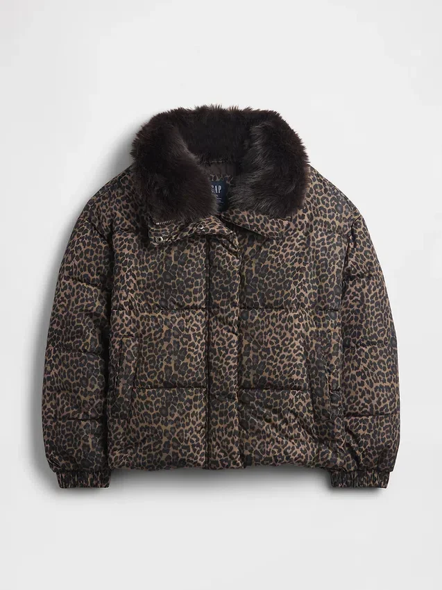 Daunenjacke mit Kunstfellbesatz