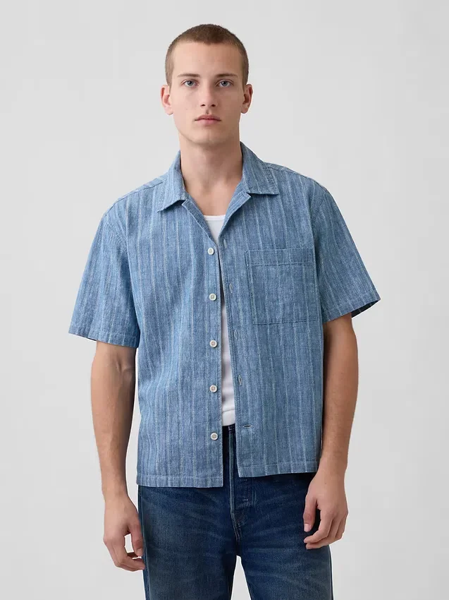 Denim-Dobby-Resort-Hemd