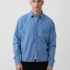 Denim-Hemd mit geradem Saum und lockerer Passform