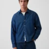 Denim-Hemd mit geradem Saum und lockerer Passform