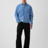 Denim-Hemd mit geradem Saum und lockerer Passform