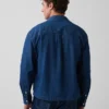 Denim-Hemd mit geradem Saum und lockerer Passform