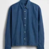 Denim-Hemd mit geradem Saum und lockerer Passform