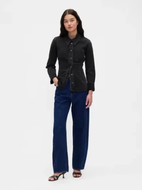 Denim-Hemd mit Taillierungsnähten