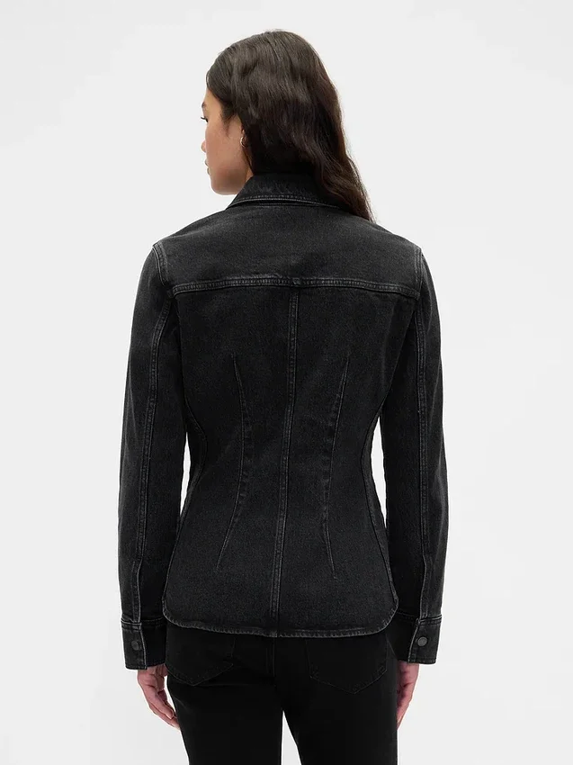Denim-Hemd mit Taillierungsnähten