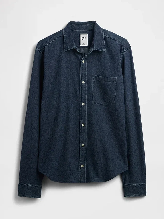 Denim-Hemd mit Taschen