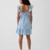 Denim-Kleid mit Flatterärmeln und Herzausschnitt