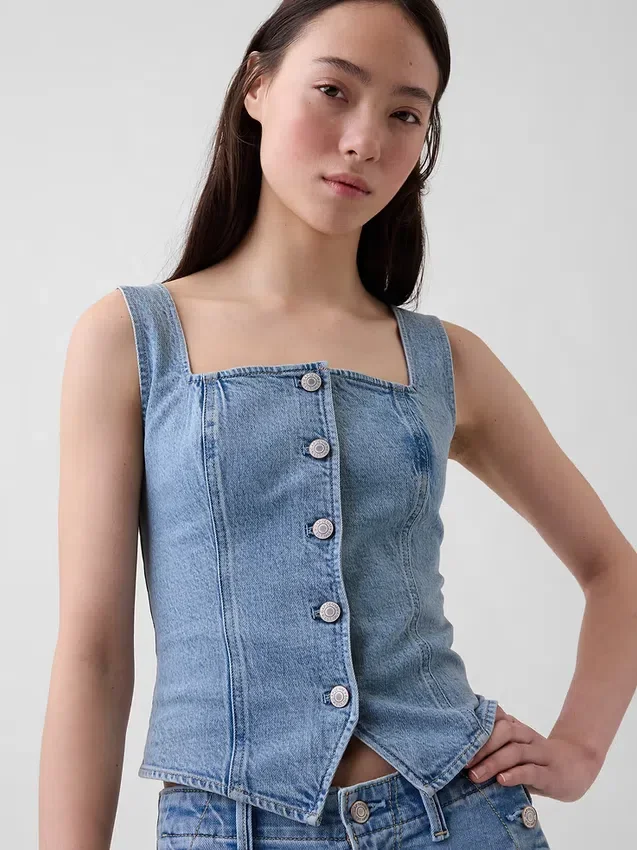 Denim-Korsett-Oberteil