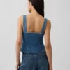 Denim-Korsett-Oberteil mit Taschen