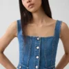 Denim-Korsett-Oberteil mit Taschen