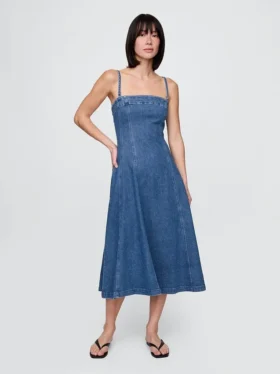 Denim-Midi-Kleid