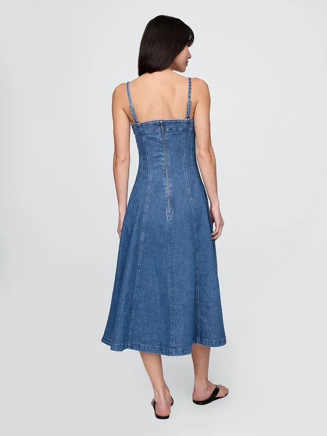 Denim-Midi-Kleid