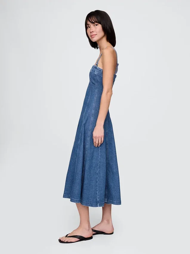 Denim-Midi-Kleid