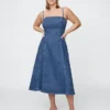 Denim-Midi-Kleid
